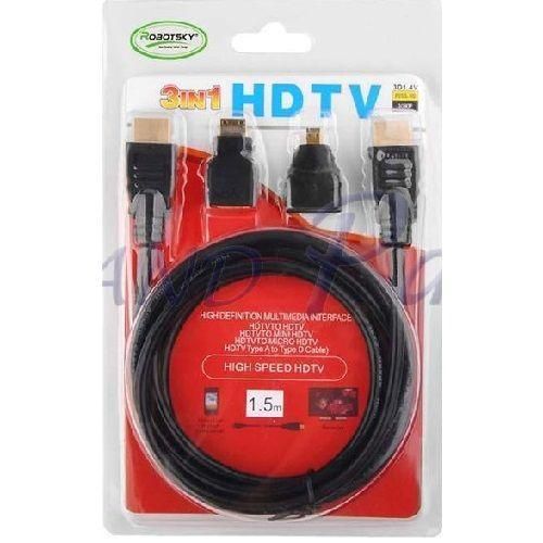 FYLO 3-In-1 HDMI Cable With Micro and Mini Adapter - 1.5 Metres - image 2