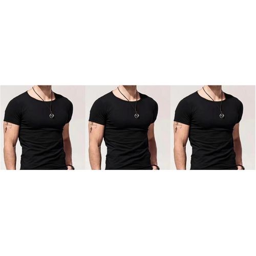 Shop AOYKAWIM 3 Piece Round Neck Short Sleeve T-Shirt - Black Online ...