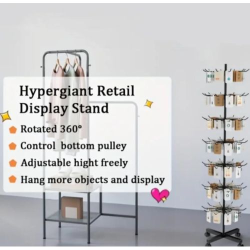 product_image_name-Generic-7-Tier Rotating Jewelry Display Stand with Wheels – Multi-Hook Necklace & Earring Organizer – Black-3