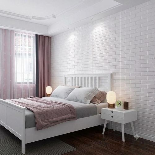 Generic 10pieces 3D Foam Brick Wall Sticker Self-Adhesive Wallpaper (70cm x 77cm) - White
