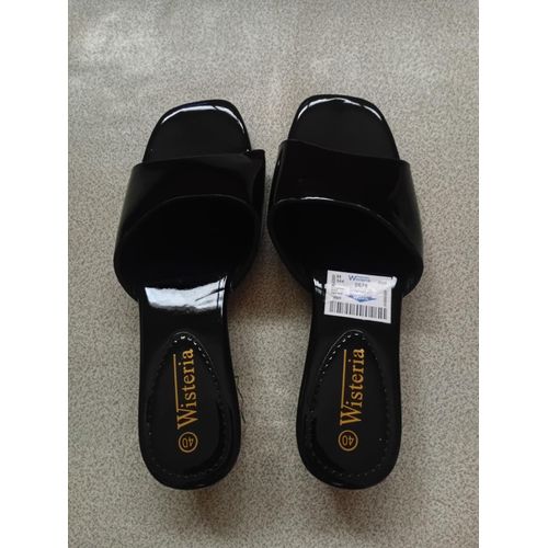 product_image_name-wisteria-Classic ladies open toe slippers- Black-2
