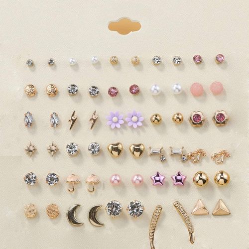product_image_name-Generic-30 Pairs Of Steel Stud Earrings Set Simple Small Cute Earrings-1