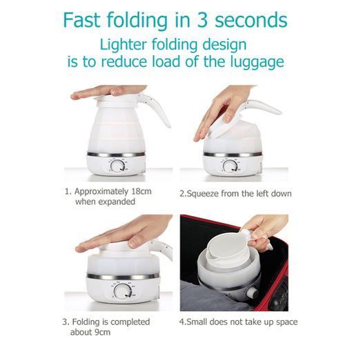 Generic Electric Foldable Silicon Kettle 0.6L -White - image 3