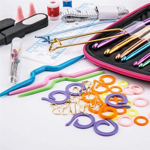 100pcs Crochet Hooks Set Knitting Tool Accessories with Leather