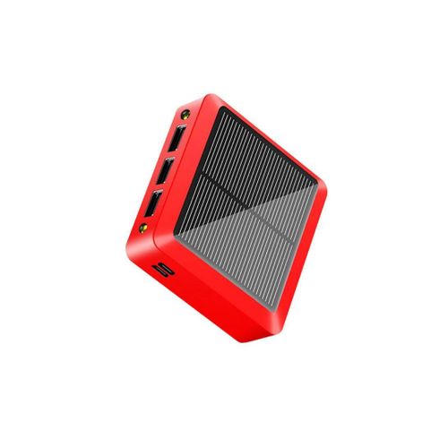 product_image_name-White Label-10000mAh 3 USB Ports Mini Solar Power Bank with Type-C & Micro USB Dual Input (L8 x W8 x H2.8)cm / (L3.1 x W3.1 x H1.1)inch - Red-1