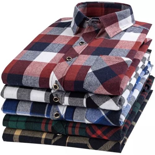 product_image_name-White Label-Checkered Short Sleeve Shirts - 5 Pieces - Multicolour-1