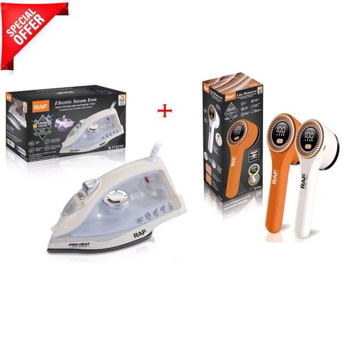 product_image_name-RAF-Electric Steam Iron - 2200 Watts - White & Lint Removal-1