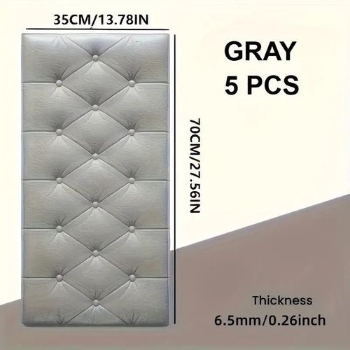 product_image_name-Generic-5pcs Grey + 5pcs white Anti-collision wall stickers for soft bedside decoration, creative soft headboard decoration, thickened and impact-resistant, can be cut -2