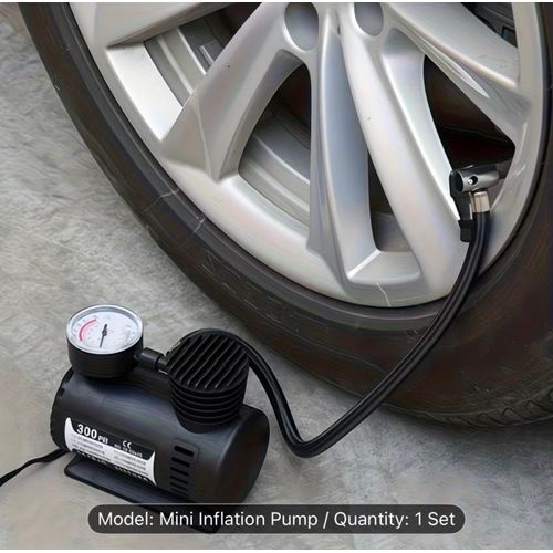 product_image_name-Generic-Portable Car Electric Air Pump Tyre Inflator with Pressure Gauge – Black-2