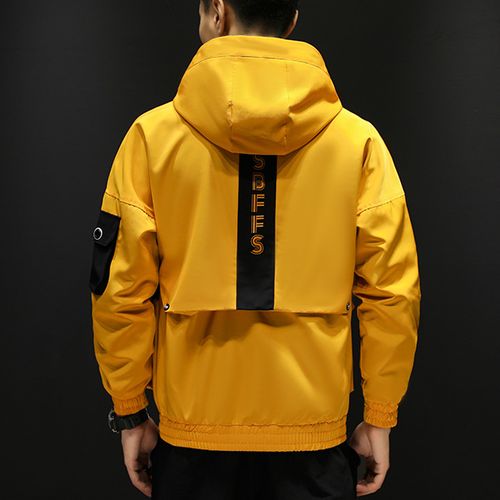 Shop Fashion Men Jacket Coat Lightweight Jacket With Hood-Yellow Online ...