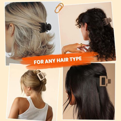 product_image_name-Caltucus Core-Matte Hair Clips for Women and Girls - Rectangle and Double Row Small Claw Clips for Thin/Medium Fine Hair - Nonslip Jaw Clips (Beige, Khaki, Brown, Black)-5