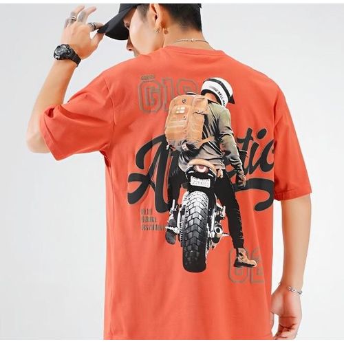 product_image_name-Fashion-New Motorcycle Printed Summer Men's Short Sleeve T-shirt - Orange-1