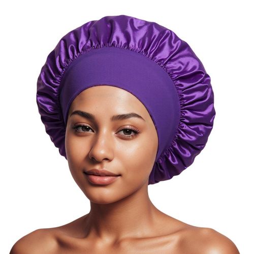 product_image_name-Fashion-3-Piece Silk Satin Sleep Cap Set - Large Size Hair Protection Hat, Stylish Night Cap for Women, Suitable for Sleep, Skincare & Shower-7