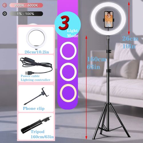 Led Selfie Ring Light 12 Camera Phone Ring light With 160cm Stand