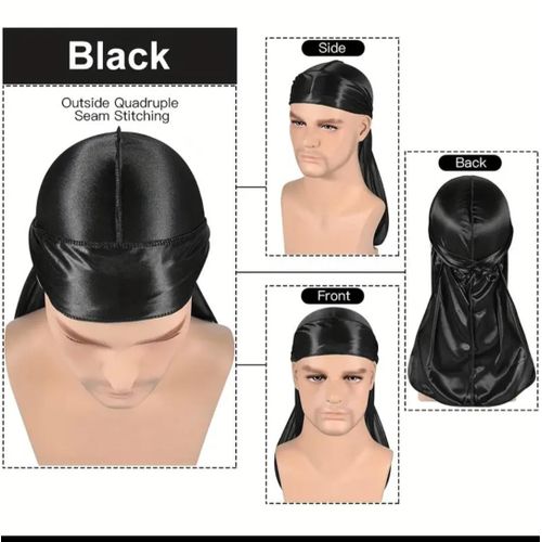 Generic Men Durag - 360 Waves, Hair Protection & Stylish Headwear(Black) - image 4