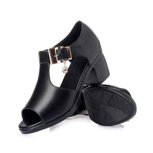 product_image_name-SXCHEN- Ladies Shoes Fish Mouth Sandals Women's Style Roman Versatile Fashion Black-5
