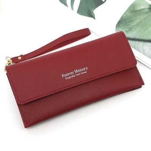product_image_name-Fashion-Long PU Leather Wallet For Ladies - Red-1