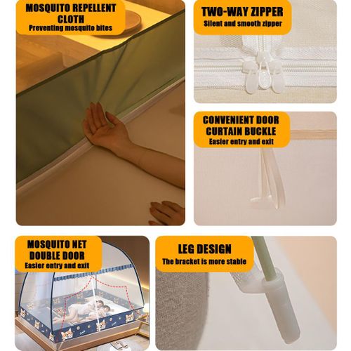 product_image_name-Generic-Foldable Automatic Installation Yurt Mosquito Net-Zipper Double door Mosquito Net-1.8x2 M-Navy Blue-8