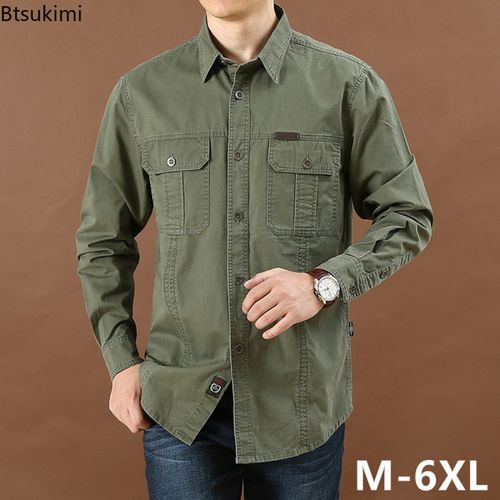 Shop Generic Man Oversized Army Tactical Shirt Long Sleeve Camping