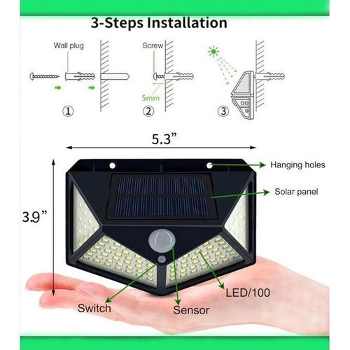 Generic 2Pcs Solar Wall Lamp Outdoor Garden Lights Waterproof Motion Sensor Street Light - image 7