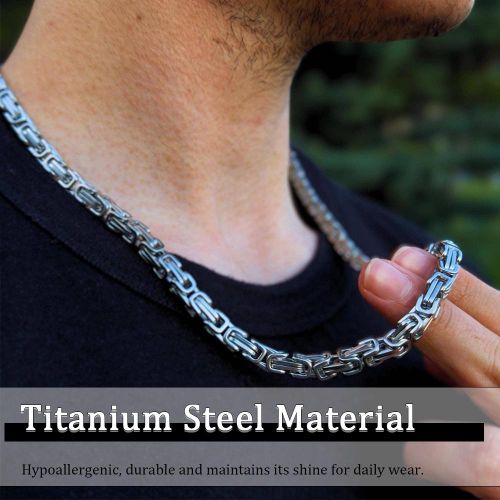 product_image_name-ARHANORY-Men's Jewelry 8MM Byzantine Chain Necklace Stainless Steel Thick Heavy Hip Hop Chain - 50cm-4