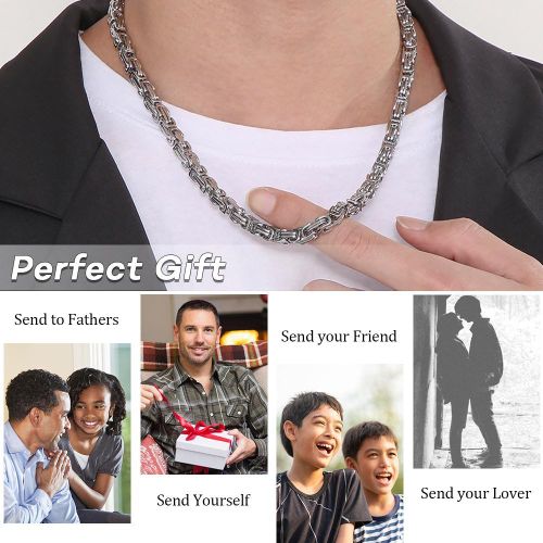 product_image_name-ARHANORY-Men's Jewelry 8MM Byzantine Chain Necklace Stainless Steel Thick Heavy Hip Hop Chain - 50cm-7
