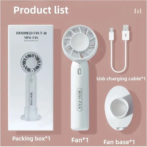 product_image_name-Generic-Mini Handheld Bridal Fan Series-Leg 3-Speed Adjustable Portable Desktop - Pink -3