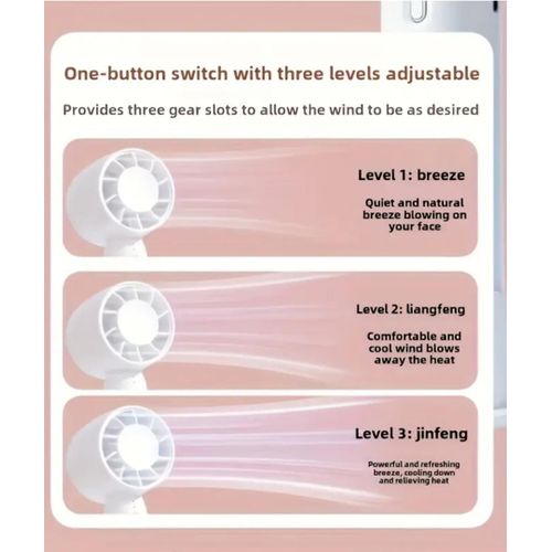 product_image_name-Generic-Mini Handheld Bridal Fan Series-Leg 3-Speed Adjustable Portable Desktop - Pink -7