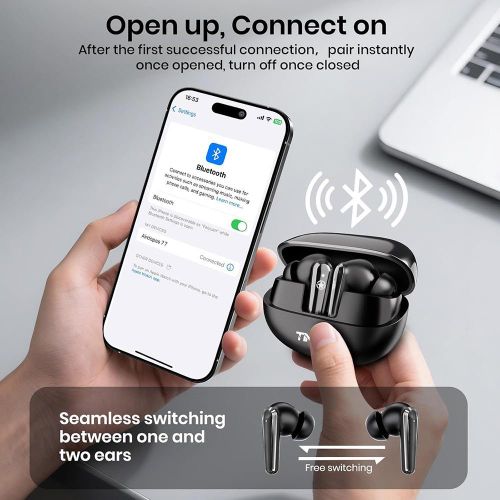 Timack Wireless Earbuds Bluetooth Earphones Bluetooth 5.4 Ultra-low Latency Dual Microphone ENC Noise Cancelling in-Ear Earpods - image 7