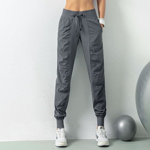 Shop Generic Fabric Drawstring Running Sport Joggers Women Quick Dry  Athletic Gym Fitness Sweatpants with Two Side Pockets Exercise Pants(#Gray)  Online