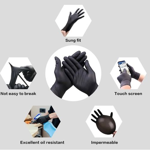 product_image_name-Generic-100pcs - Large - Black Powder-free Latex Gloves-2