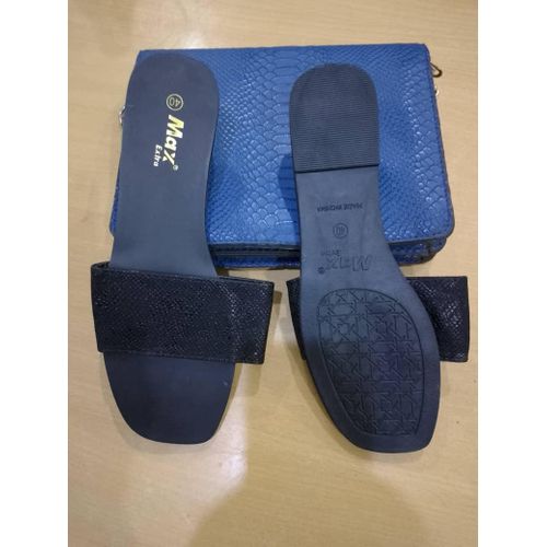 Fashion Women's Textured Flat Slide Sandals - Black - image 3
