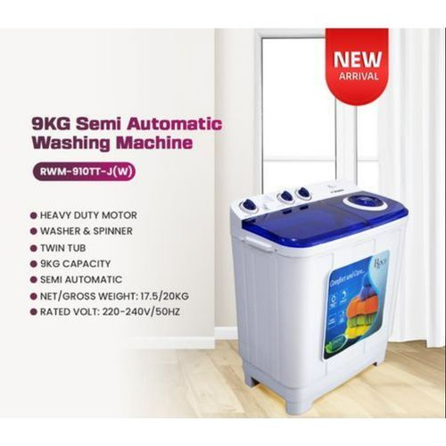 product_image_name-Generic-7Kg Twin Tub Semi Automatic Washing Machine - RWM-910TT-J(W) - White/Blue-3