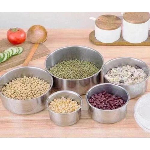 product_image_name-Generic-5 Pieces Stainless Steel Microwaveable Lunch Box Round Food Storage Containers -4