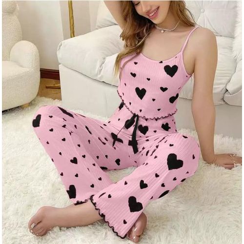 product_image_name-White Label-Women’s Pink Heart Print Nightwear / Pyjamas Set &  Loungewear (2-Piece Set) - Multicolour-1