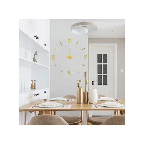 product_image_name-Generic-DIY Wall Clocks 3D Mirror Stickers Large Wall Clock-Black-4