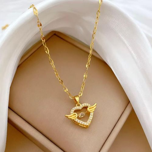 product_image_name-Fashion-Ladies Luxurious Diamond Angel Wings Necklace-Gold-like-3