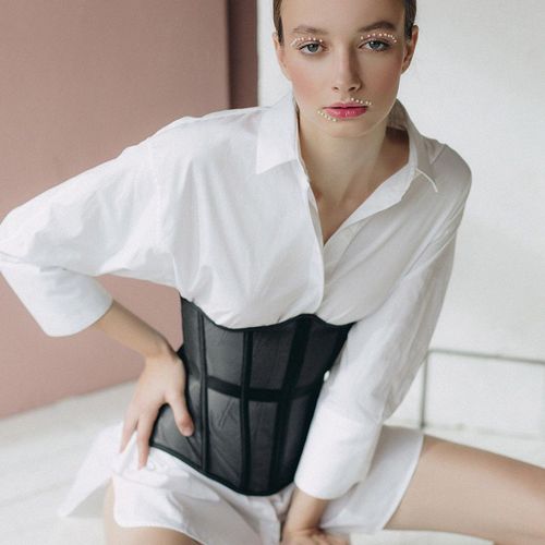 Corset Women See Through Sexy Mesh Waist Shapewear Cincher Bandage