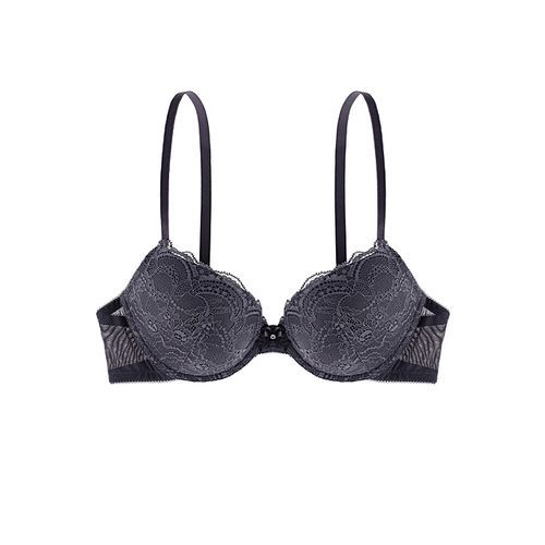 Shop Generic Lace Padded Underwire Demi Plunge Push Up Bra 32A-36DD (Grey)  Online