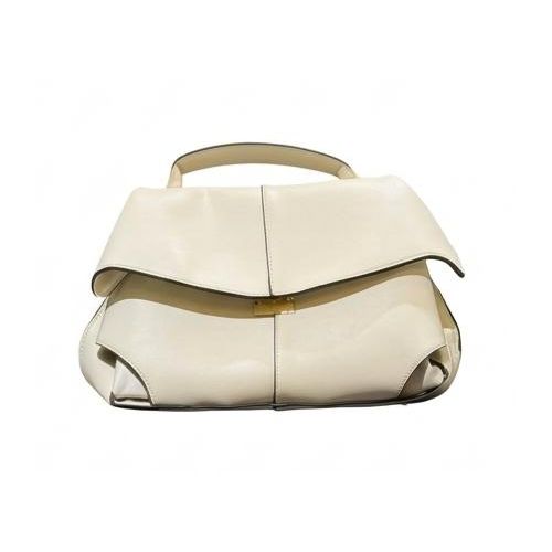 Fashion Women's Pebbled Leather Flap Top-Handle Handbag – Cream