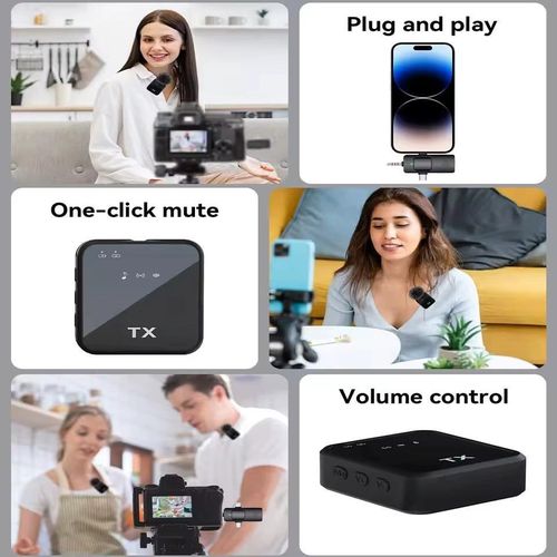 Generic F11-2 3-in-1 Wireless Lavalier Microphone,Noise Reduction Clip-On Mic for iPhone & Android-Black - image 3