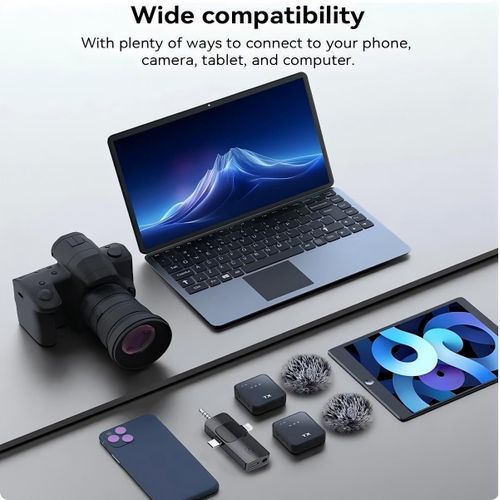 Generic F11-2 3-in-1 Wireless Lavalier Microphone,Noise Reduction Clip-On Mic for iPhone & Android-Black - image 5