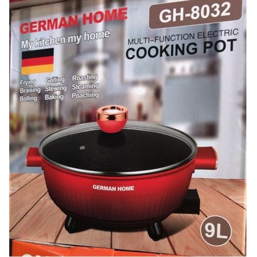product_image_name-German Home-High Quality 9 In 1 Non-Stick Multifunction Electric Cooking Pot - 9L - Red/ Black-2