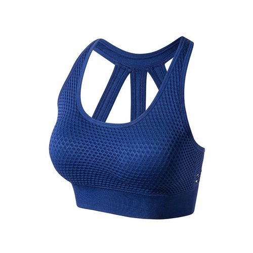 Womens Nylon Breathable Sports Underwear Vest Gathered Yoga Fitness Bra Top  US