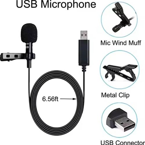 product_image_name-Generic- USB Lapel Microphone (Plug & Play) - Black -3