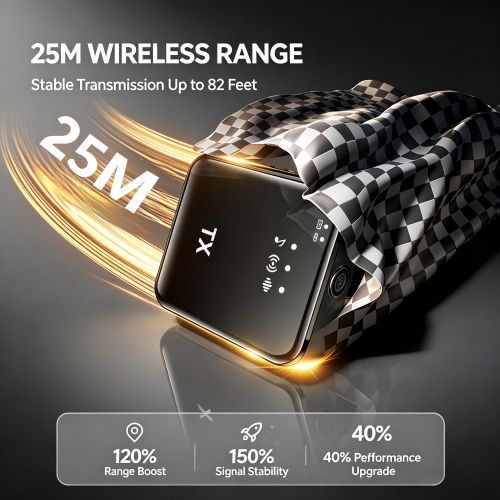 Yaticrab 3-in-1 Wireless Lavalier Microphone | DSP Noise Reduction | 25M Range | For Live Streaming, Vlogging & Recording - image 4