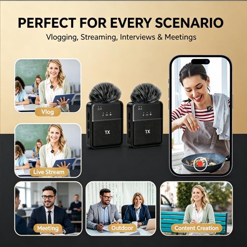 Yaticrab 3-in-1 Wireless Lavalier Microphone | DSP Noise Reduction | 25M Range | For Live Streaming, Vlogging & Recording - image 7