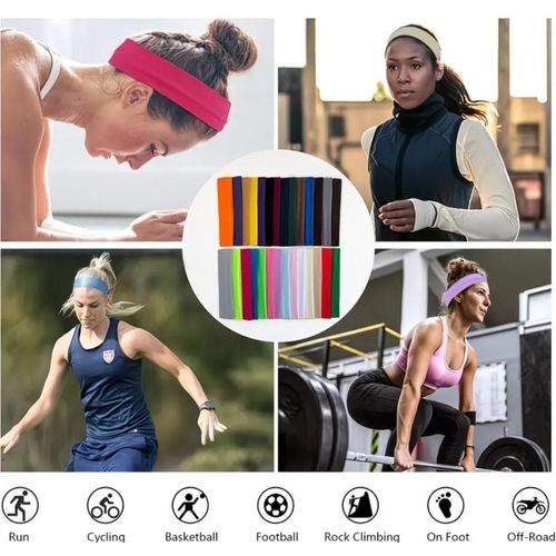 Generic 10Pcs Sporty Wide Elastic Headbands - Mixed Colors - image 3