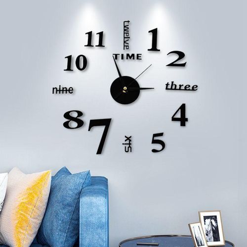 Generic DIY Modern 3D Large Wall-Mounted Clock with Adhesive Hook