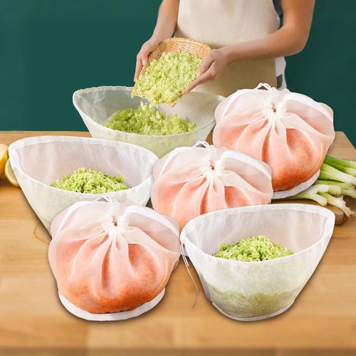 product_image_name-Generic-6PCS Cheese Cloths Bag For Straining, Nut Milk Bag - Reusable Straining Bags for Vegetable, Soy Milk, Dumpling Fillings,Squeeze Bags for Straining Oat Milk, Celery Juice Nut-1